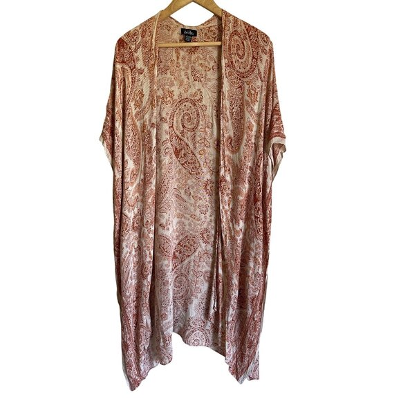 Nicole Miller New York 100% Viscose Tan Orange Wrap Shawl Cover Up Boho Bohemian - Picture 1 of 6